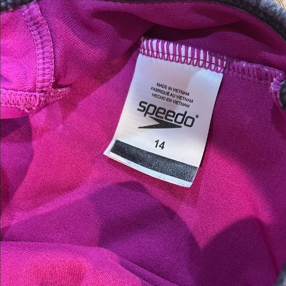 Pink and Gray Swimsuit with Blue Accents box 5 - Picture 4 of 5
